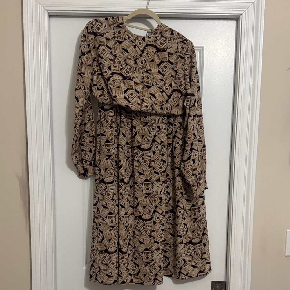 Pendleton Geometric Black and Tan Long Sleeve 2 piece Skirt and Blouse